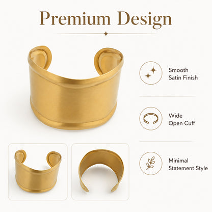 Brass Minimalist Wide Open Cuff Statement Bracelet