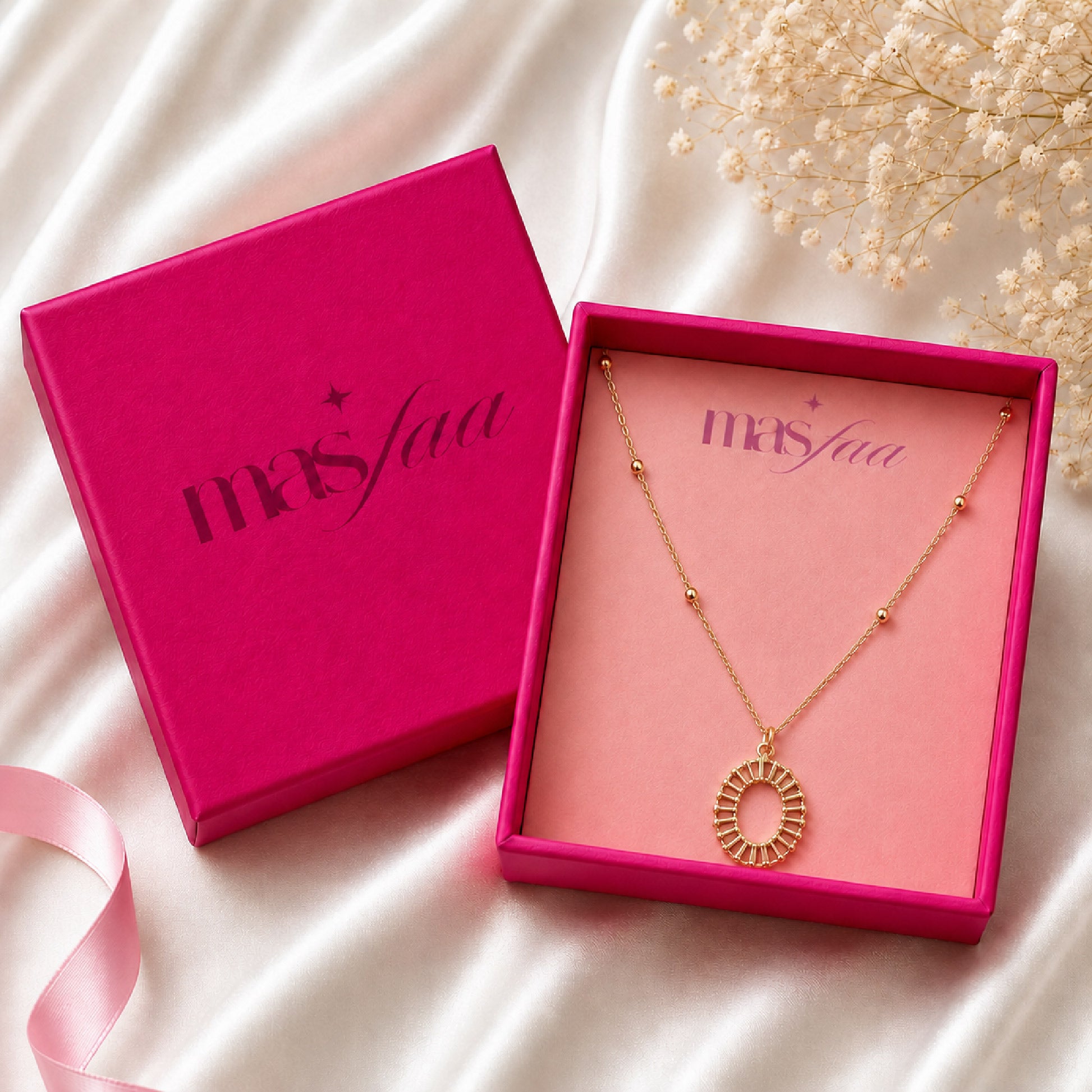 Gold geometric necklace styled as modern fashion jewellery