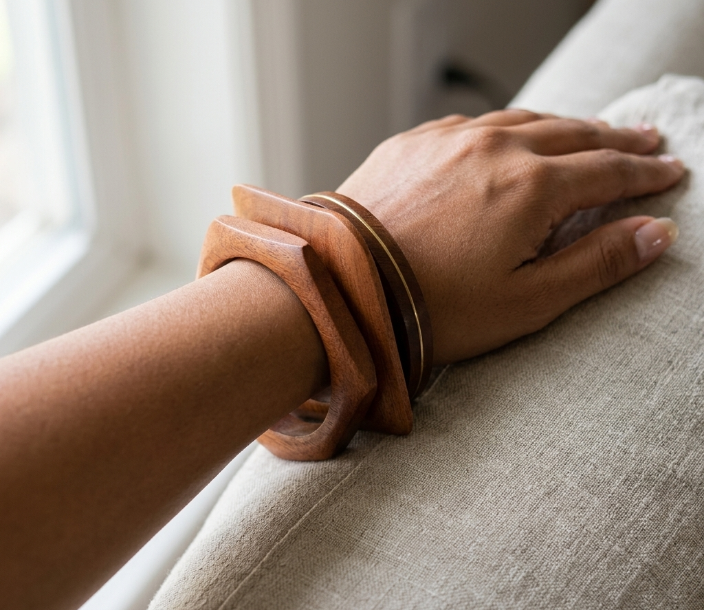 Handcrafted Wooden Bangles Set for Women
