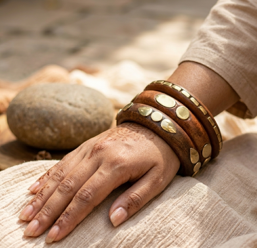 Handcrafted Wooden Bangles Set for Women