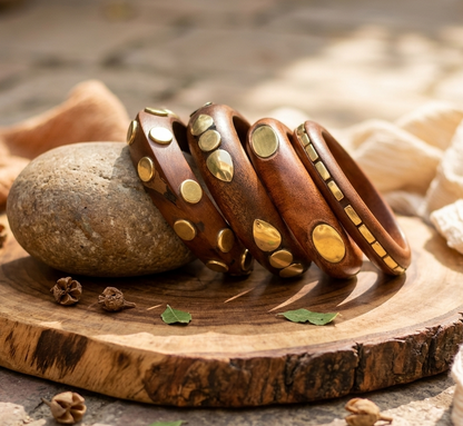 Handcrafted Wooden Bangles Set for Women