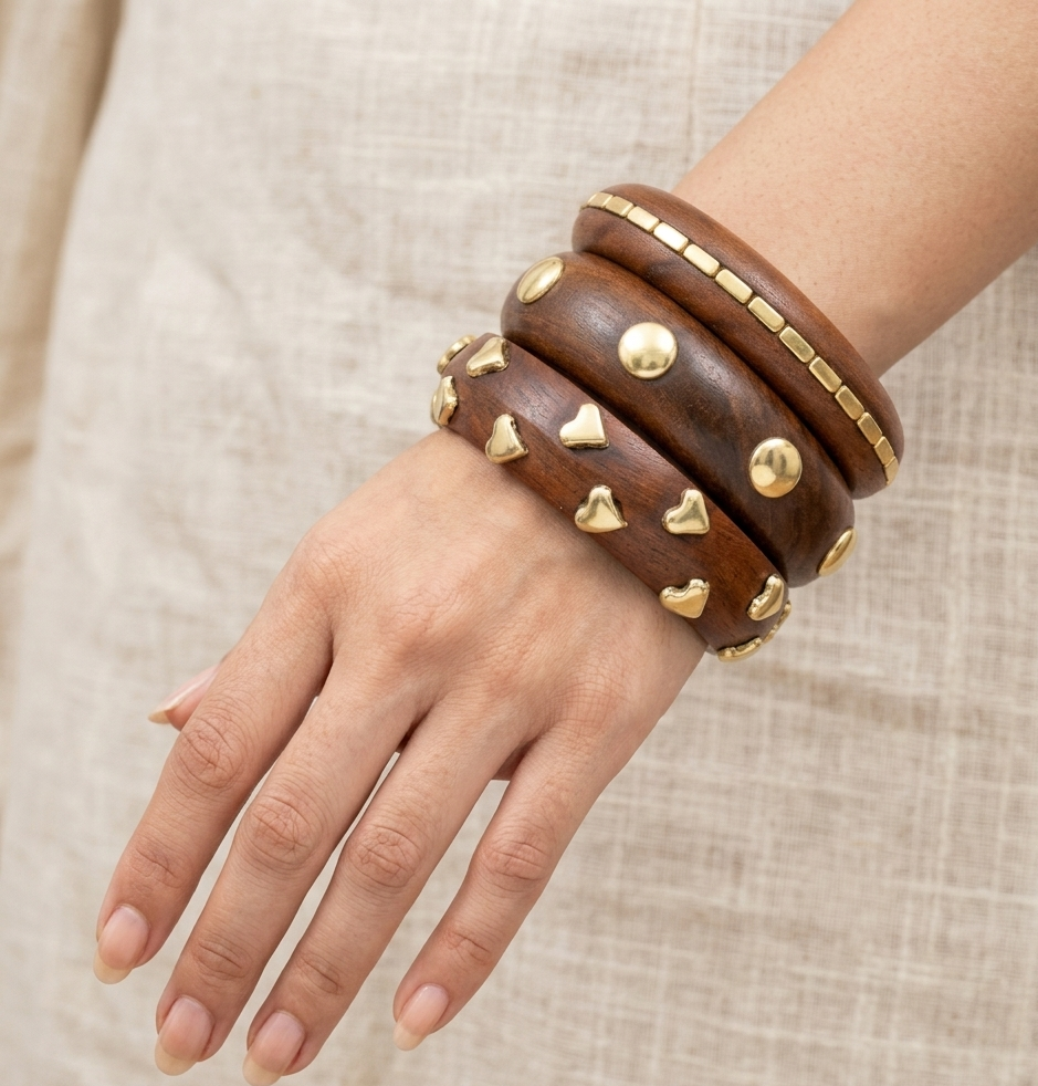 Handcrafted Wooden Bangles Set for Women