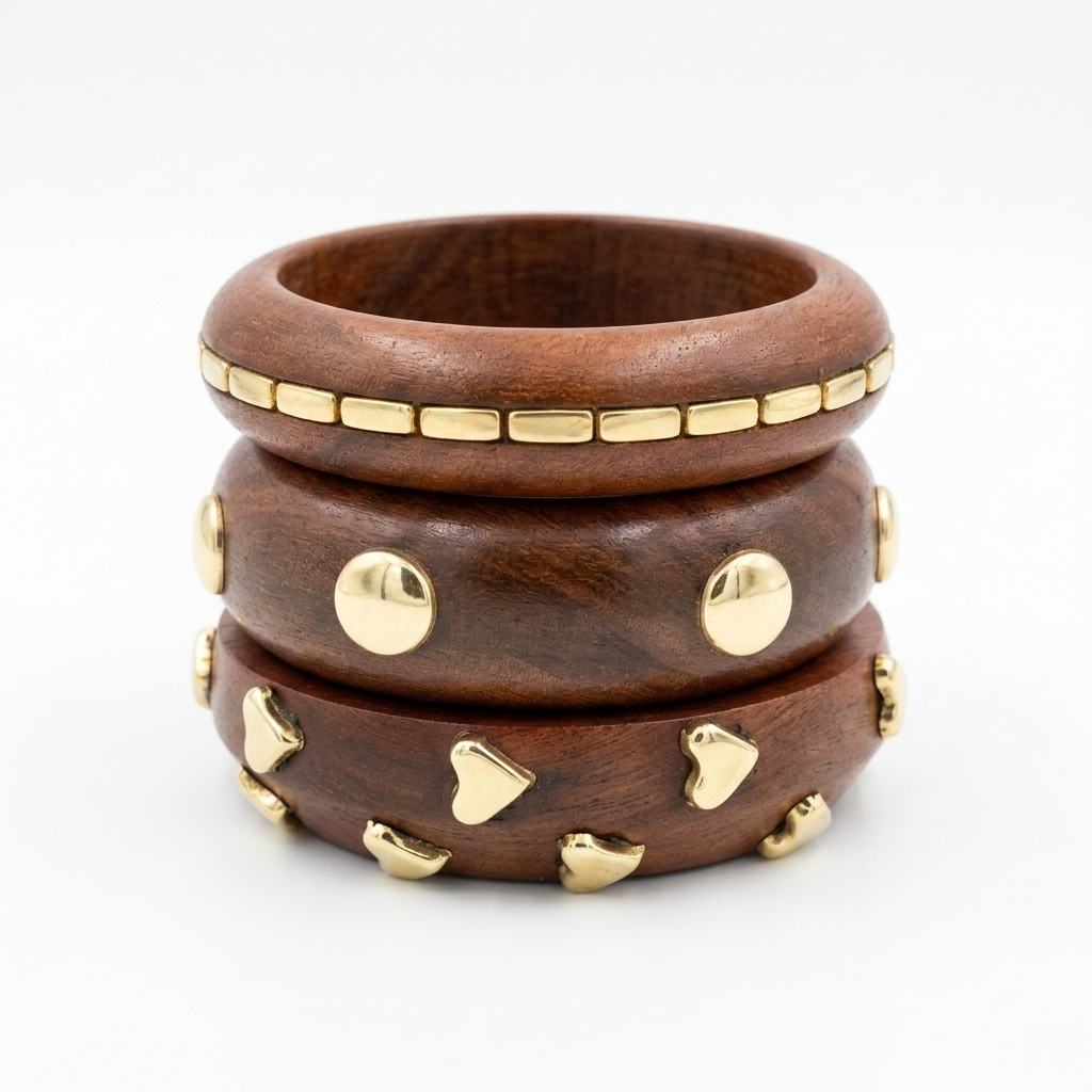 Handcrafted Wooden Bangles Set for Women
