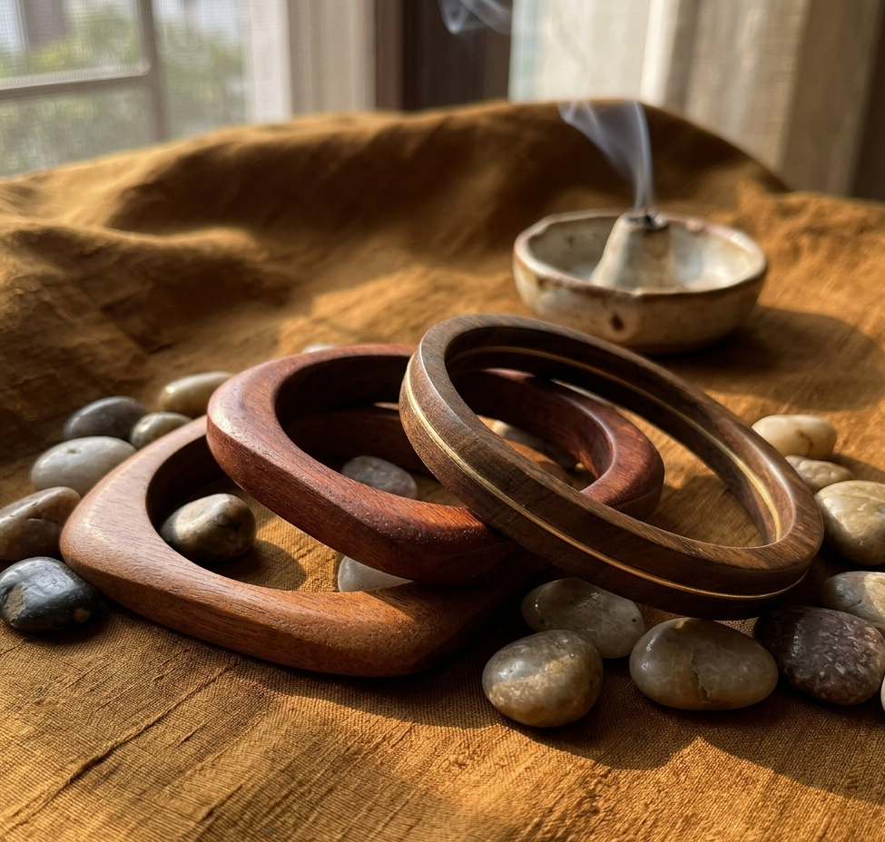 Handcrafted Wooden Bangles Set for Women