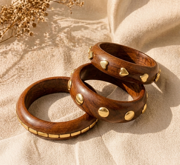 Handcrafted Wooden Bangles Set for Women