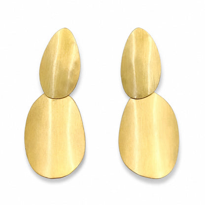 Brass Gold-Tone Abstract Double Drop Earrings