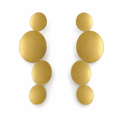 Brass Gold-Tone Graduated Disc Drop Earrings