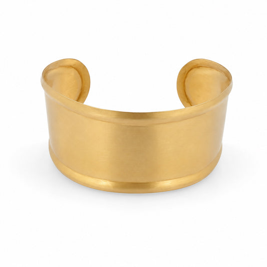 Brass Minimalist Wide Open Cuff Statement Bracelet