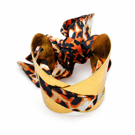 Animal Print Wrap Wide Open Cuff Bracelet