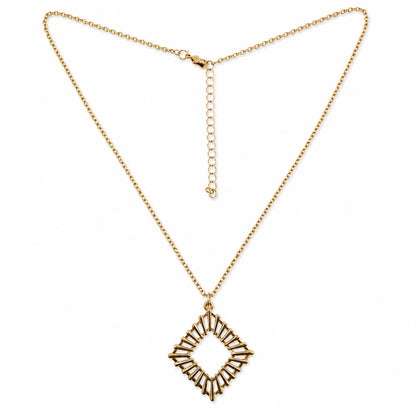 Gold Geometric Sunburst Pendant Necklace