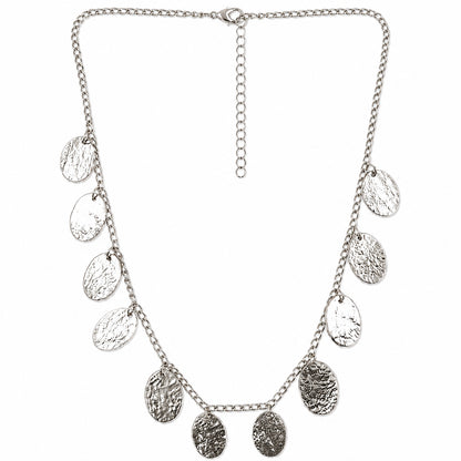Multi Tone Hammered Disc Statement Necklace