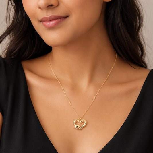 Gold Double Heart Pendant Necklace