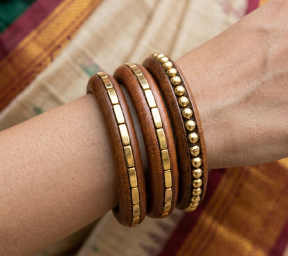 Handcrafted Wooden Bangles Set for Women