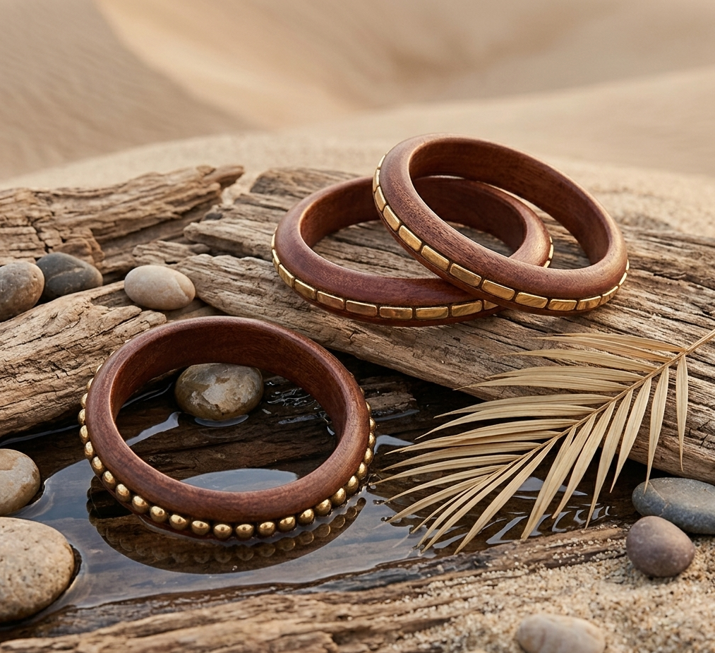 Handcrafted Wooden Bangles Set for Women
