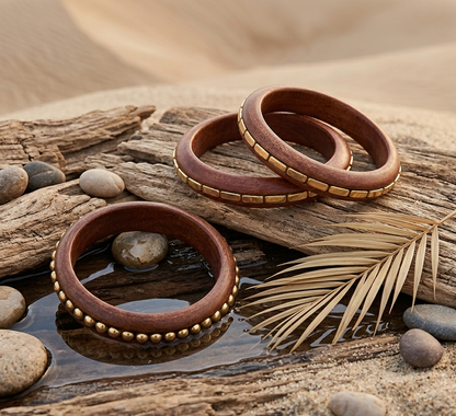 Handcrafted Wooden Bangles Set for Women