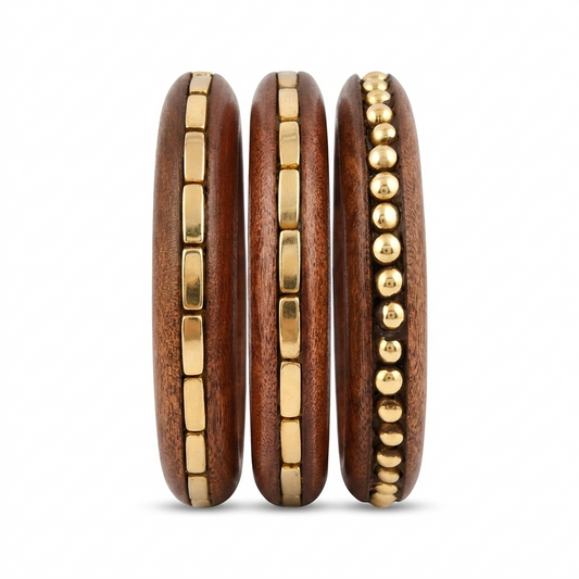 Handcrafted Wooden Bangles Set for Women