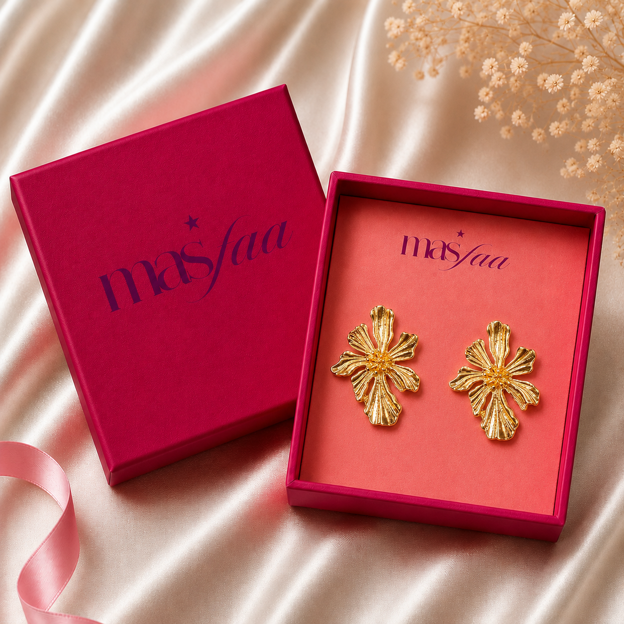 Gold plated statement earrings with polished textured finish