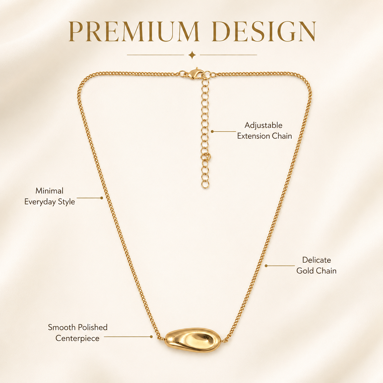 Gold Abstract Oval Pendant Necklace