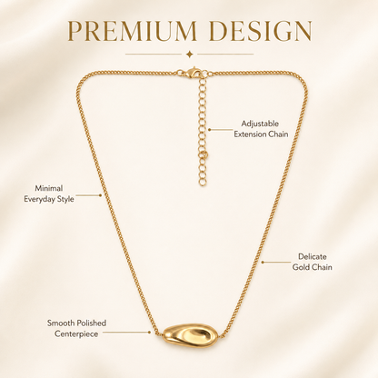 Gold Abstract Oval Pendant Necklace