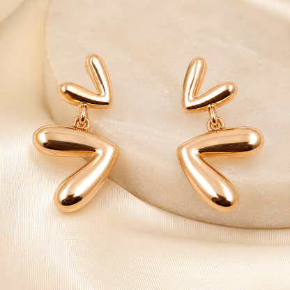 Rose gold plated drop earrings with polished finish
