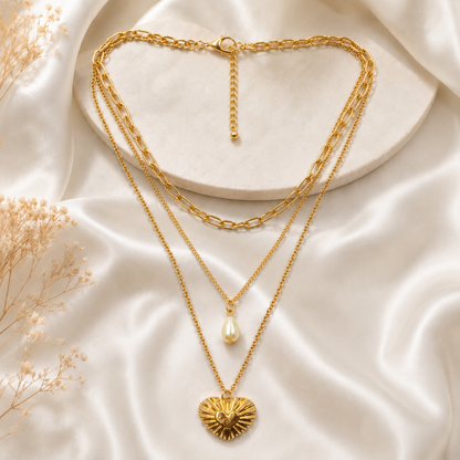 Gold Layered Heart Pendant Necklace
