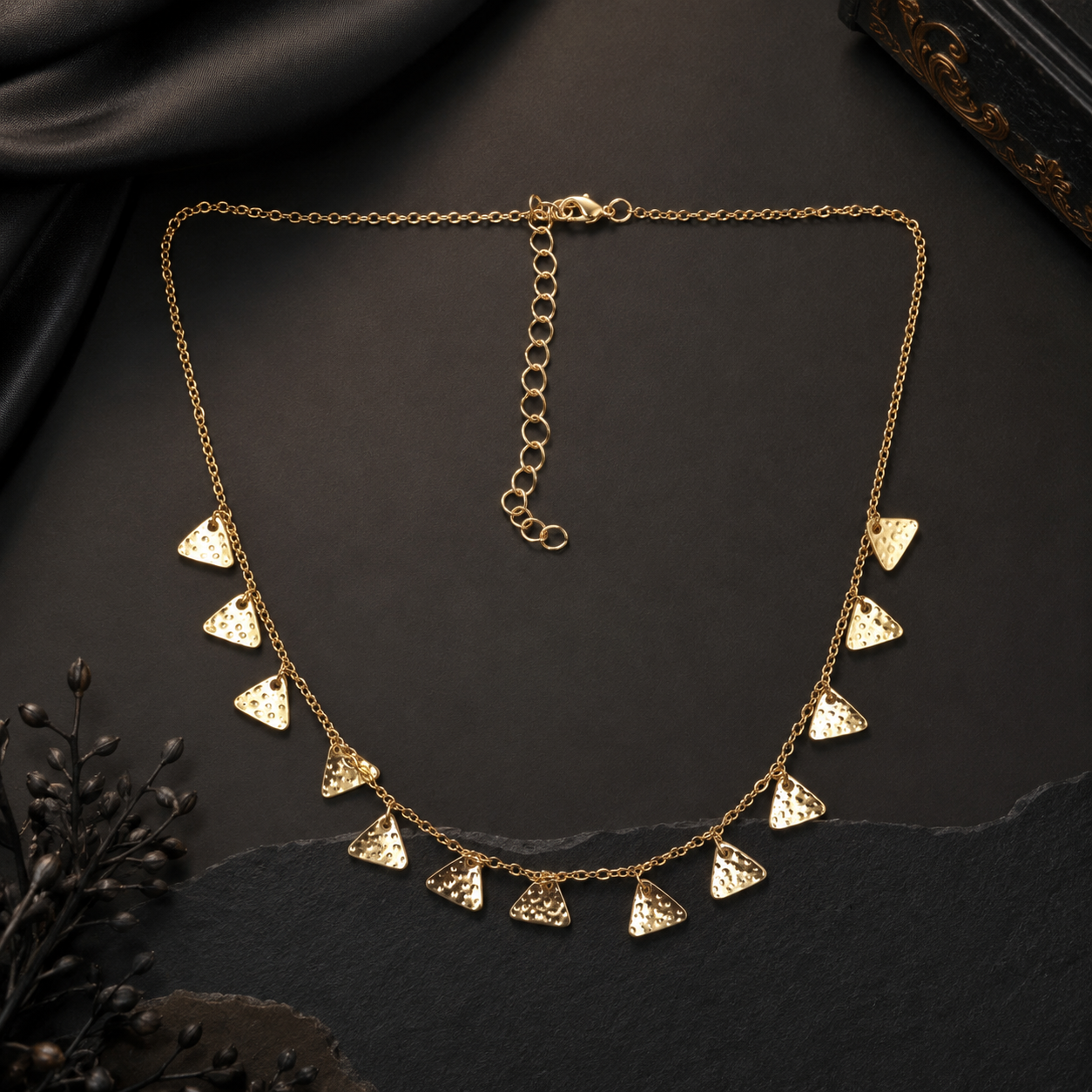 Gold Triangle Charm Necklace