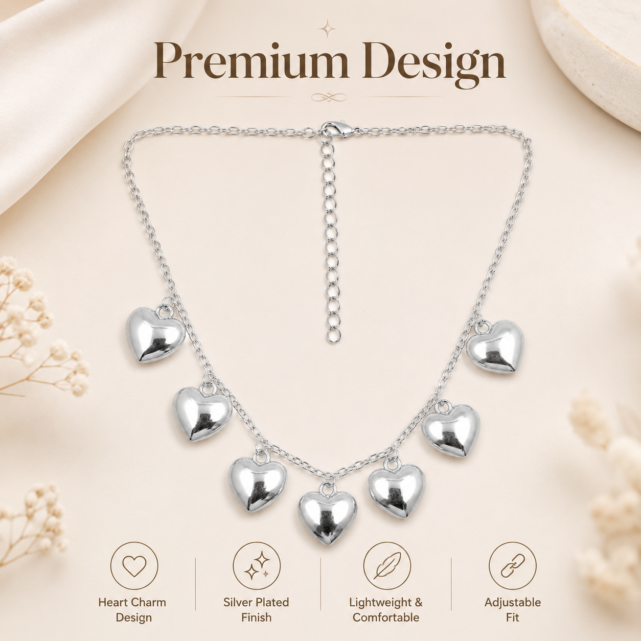 Multi Heart Charm Necklace