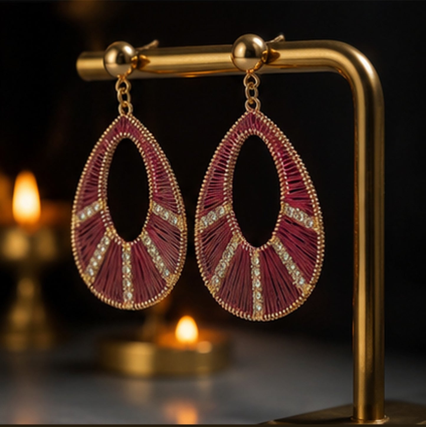 Thread Teardrop Drop Earrings