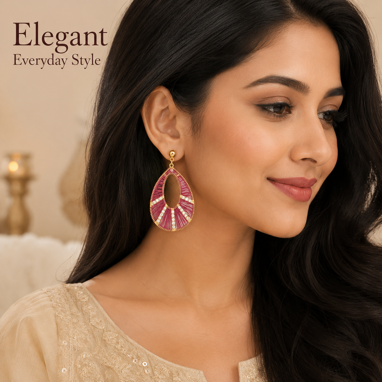 Thread Teardrop Drop Earrings