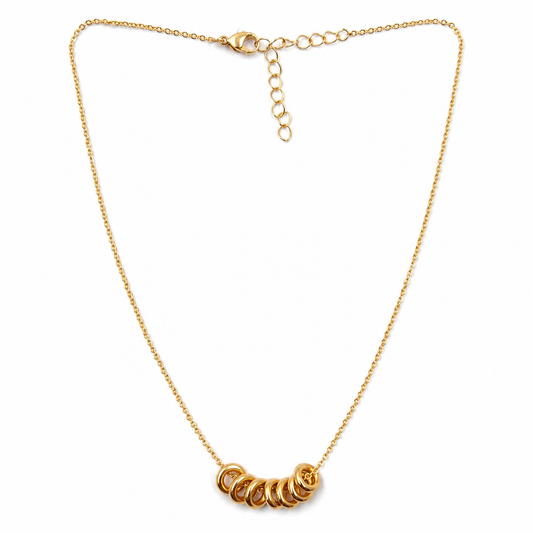 Gold Multi Ring Pendant Necklace