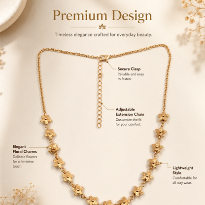 Gold Floral Chain Necklace