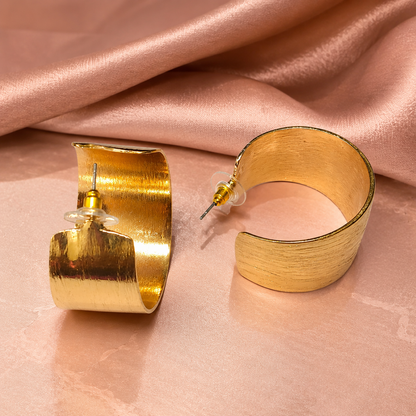 Gold Brushed Wide Hoop Earrings