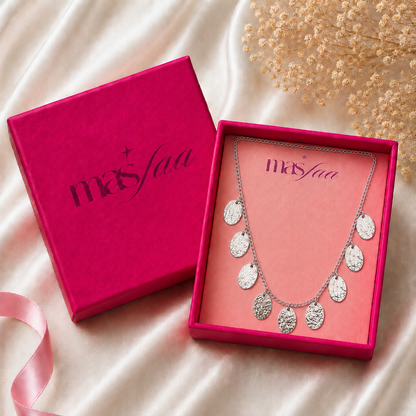 Multi Tone Hammered Disc Statement Necklace