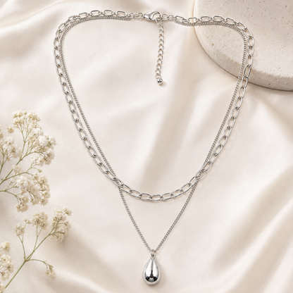 Layered Teardrop Pendant Necklace