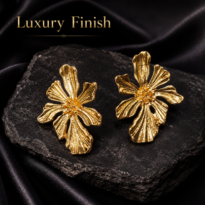 Stylish gold floral earrings for women party and festive wear