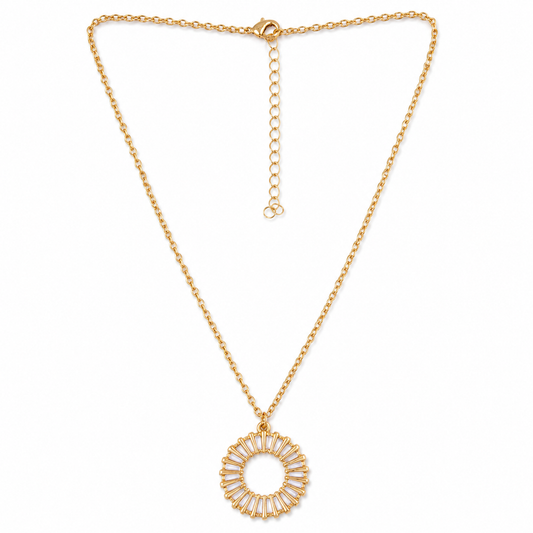 Gold Round Stone Pendant Necklace