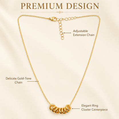 Gold Multi Ring Pendant Necklace