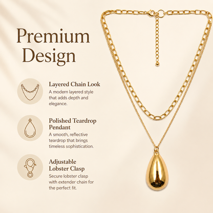 Layered Teardrop Pendant Necklace