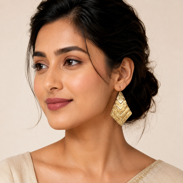 Gold Layered Chevron Drop Earrings