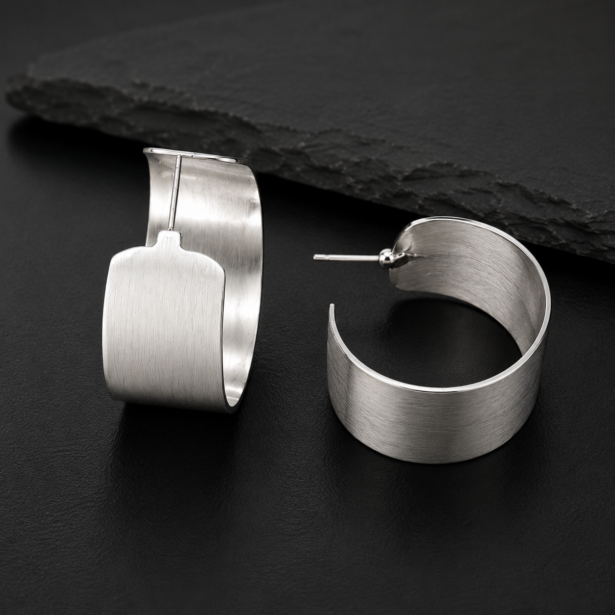 Gold Brushed Wide Hoop Earrings