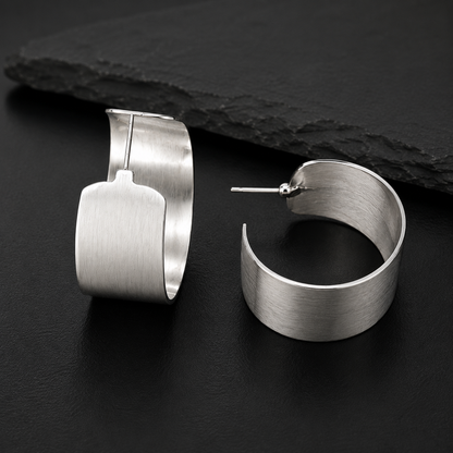 Gold Brushed Wide Hoop Earrings