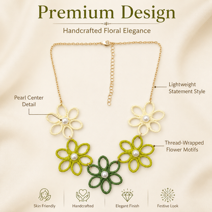 Stylish green floral necklace for women party and festive wear