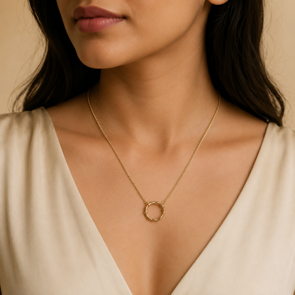 Gold Circular Ring Pendant Necklace