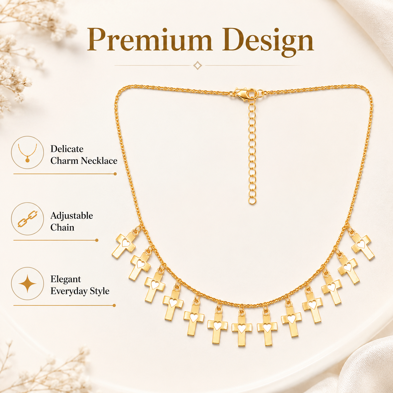 Stylish cross charm necklace for women daily wear and parties
