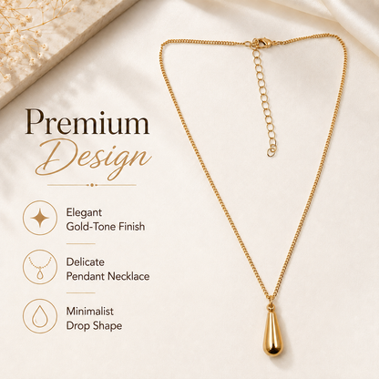 Gold drop necklace styled as elegant fashion jewellery for women