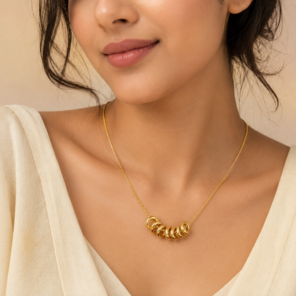 Gold Multi Ring Pendant Necklace