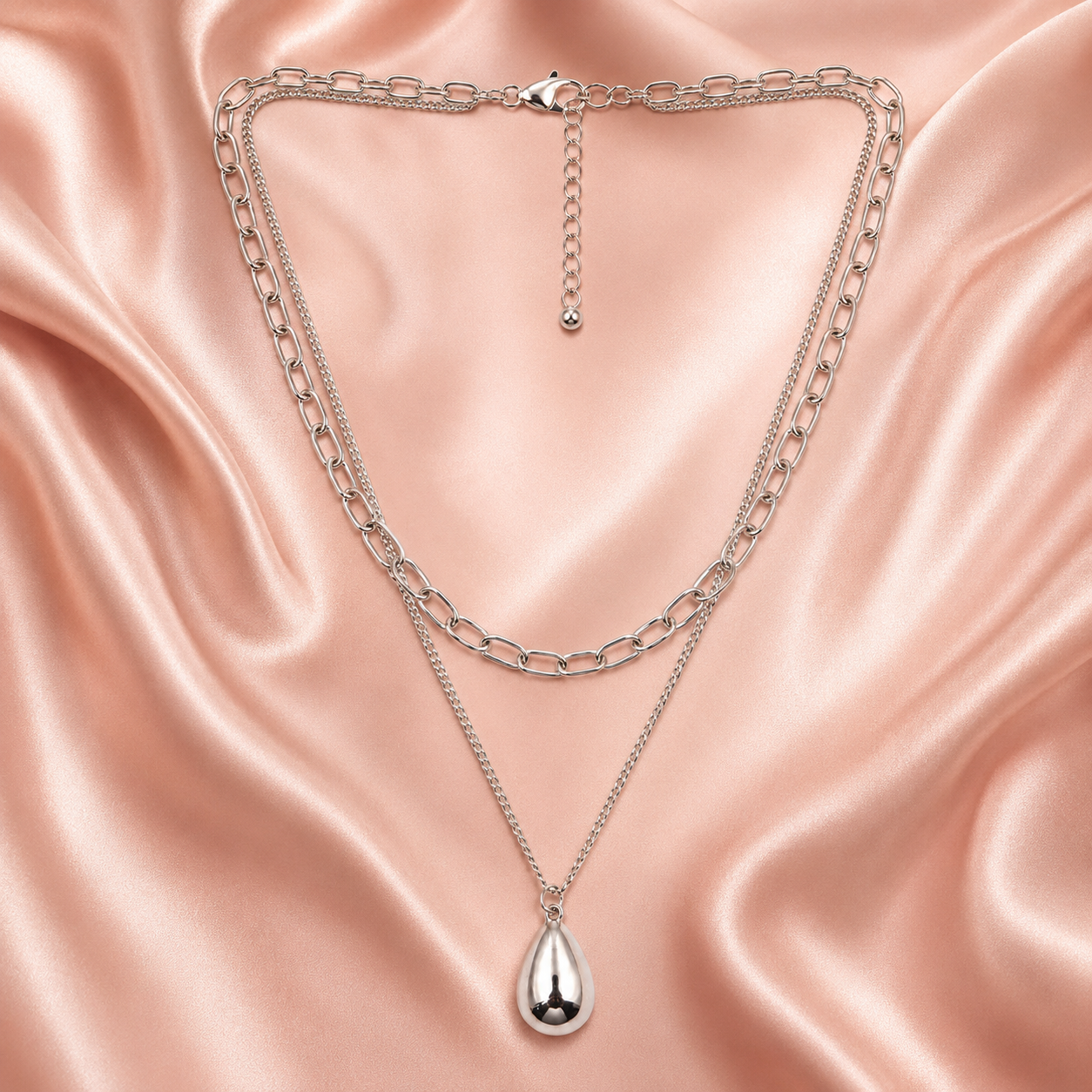Layered Teardrop Pendant Necklace