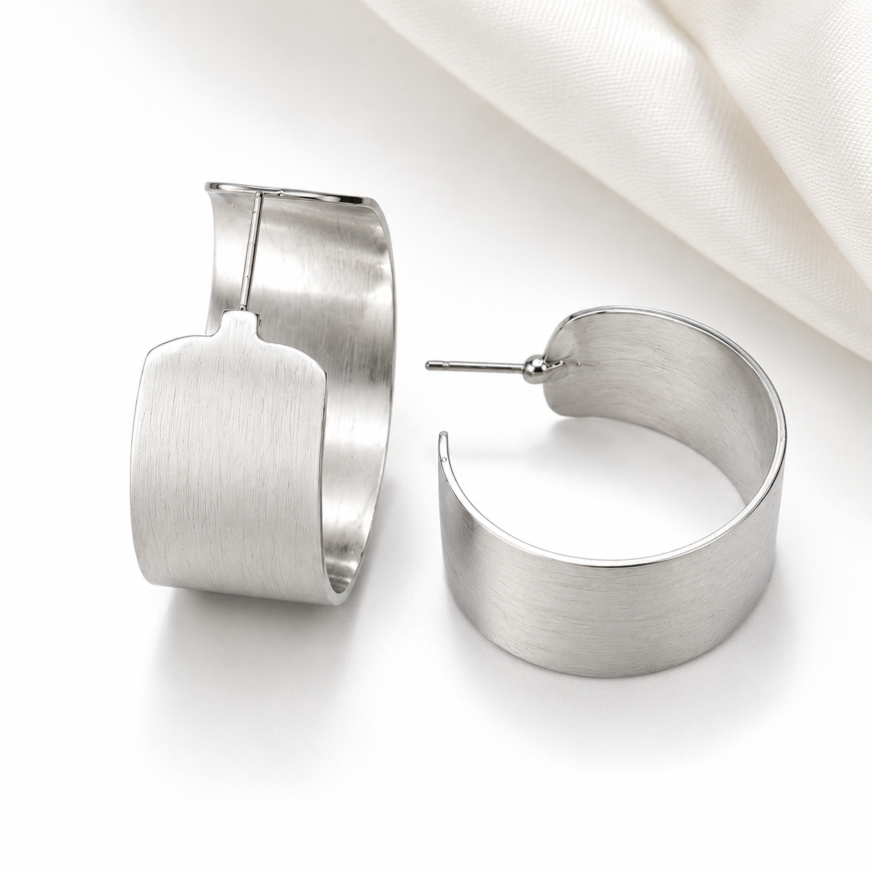 Gold Brushed Wide Hoop Earrings