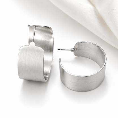 Gold Brushed Wide Hoop Earrings