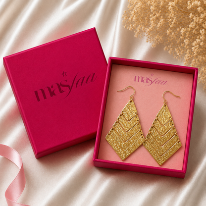 Gold Layered Chevron Drop Earrings